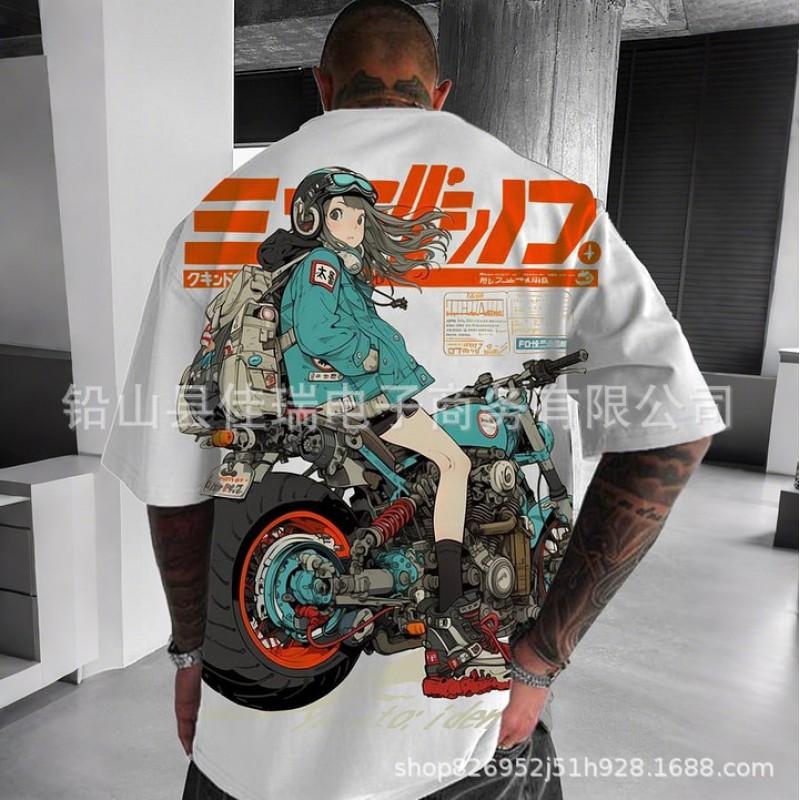 Mens Loose Fit Short Sleeve T-Shirt With 3D Digital Print Breathable Cotton Blend Sports Casual Wear