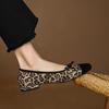Krazing Pot Sheep Suede Spring Summer Size 41 Thick Low Heels Women Square Toe Slip on Shallow Leopard Pumps