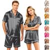 Couple Matching Pajama Set Short Sleeve Button Down Shirt and Shorts Soft Lightweight Lounge Sleepwear Set S-XXXXL for Men and Women
