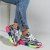 Large Size Sneakers Colorful Striped Lace Up Round Toe Sports Single Shoes Rainbow Bottom Sneakers