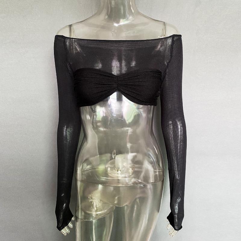 Frühling und Sommer Damen One Neck Sheer Kurzes Wickeltop