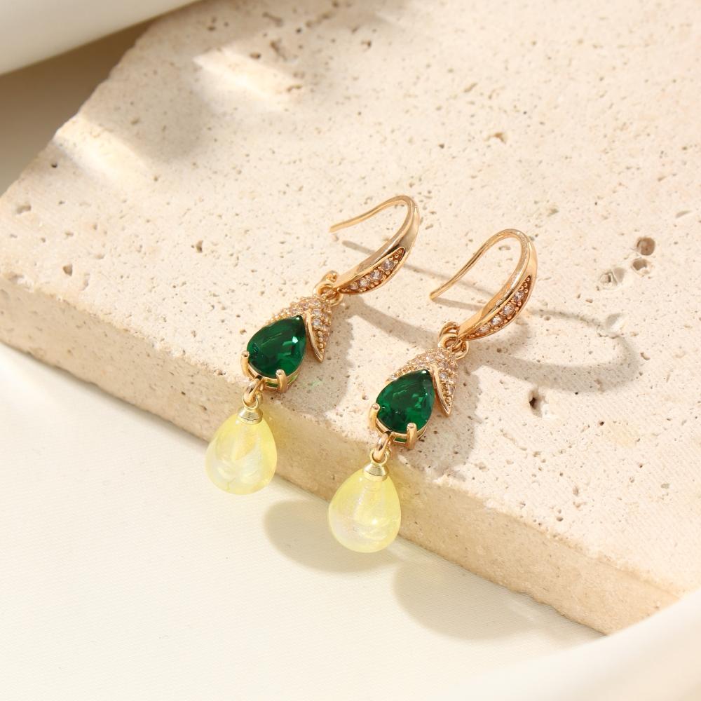 

1 пара простых висячих сережек с искусственным жемчугом в форме капли для женщин, серьги с кубическим цирконием, ювелирные изделия, аксессуары для вечеринок зелёный