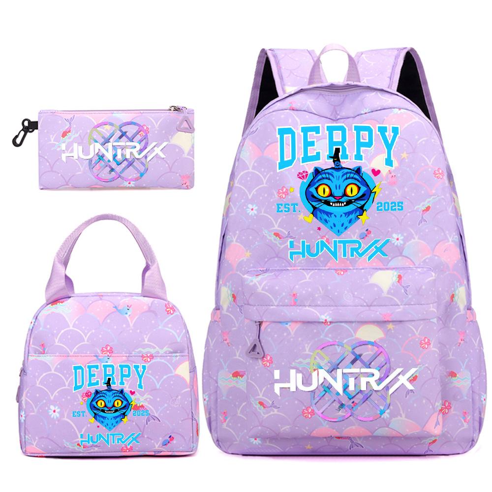 3Pcs/set Cartoon Kpop Printed Backpack Handbag Pencil Case for Teenger Student Girl Boy Schoolbag Bookbag Large Capacity Travel Bag Kid Gift