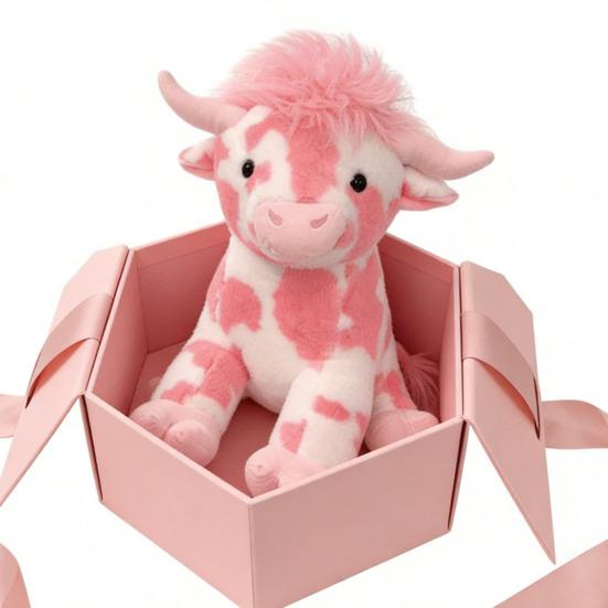 Highland Cow Plush Soft Stuffed Animal Fluffy Realistic Scottish Cattle Plushie with Big Eyes Cute Highland Cow Gift for Kids Adults