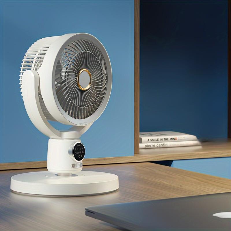 High Wind Volume Floor Electric Fan Adjustable Height Vertical Fan Household Portable Rechargeable Air Circulation Fan