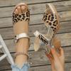 Fashion Fashion Leopard High Heel Sandals  Women Plus Size Square Heels Chunky Platform Party Sandals Summer Thick Sole Non Slip Sandls
