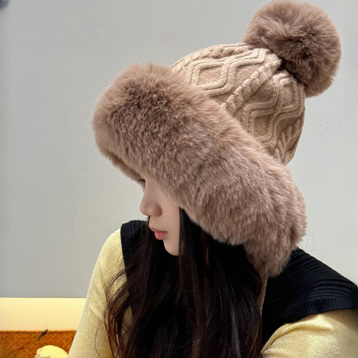 

Женская шапка-бини из хлопка и кашемира для осени-зимы с тремя помпонами, милая, на флисовой подкладке, утолщенная, ветрозащитная, теплая, однотонная, вязаная шапка One Size