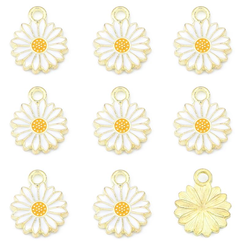 

5 шт. модные милые эмалированные бусины с цветком ромашки для самостоятельного изготовления ювелирных изделий, аксессуары 13mm белый