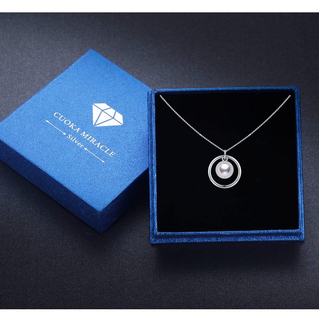 CUOKA MIRACLE I Love You Necklace, 100 Languages, 925 Sterling Silver, Projection Round Onyx Pendant, Memory Color Bone Necklace, Projection Gift for