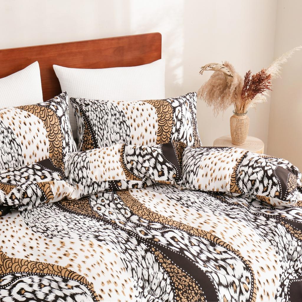 Full/King Leopard Duvet Cover Reversible Wild Animal Skin Print Bedding Set for Gril Women Luxury Abstract Geometric Quilt Cover