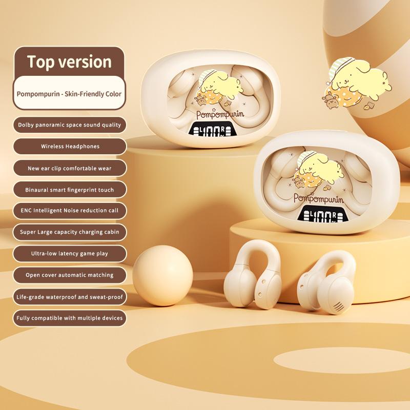 EX53 Trådløse Øreklem-hodetelefoner Tegneseriedesign Smart Digital Skjerm Volumjustering Sikker Passform & Komfort Bluetooth Ørepropper