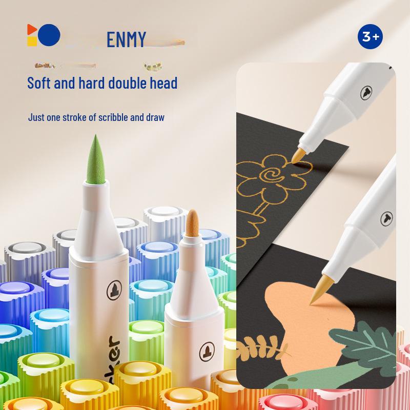 Enmi Washable Double-Headed Acrylic Marker Pen for Kids, Stackable Colors, Non-Transparent, Ideal for Primary School Students