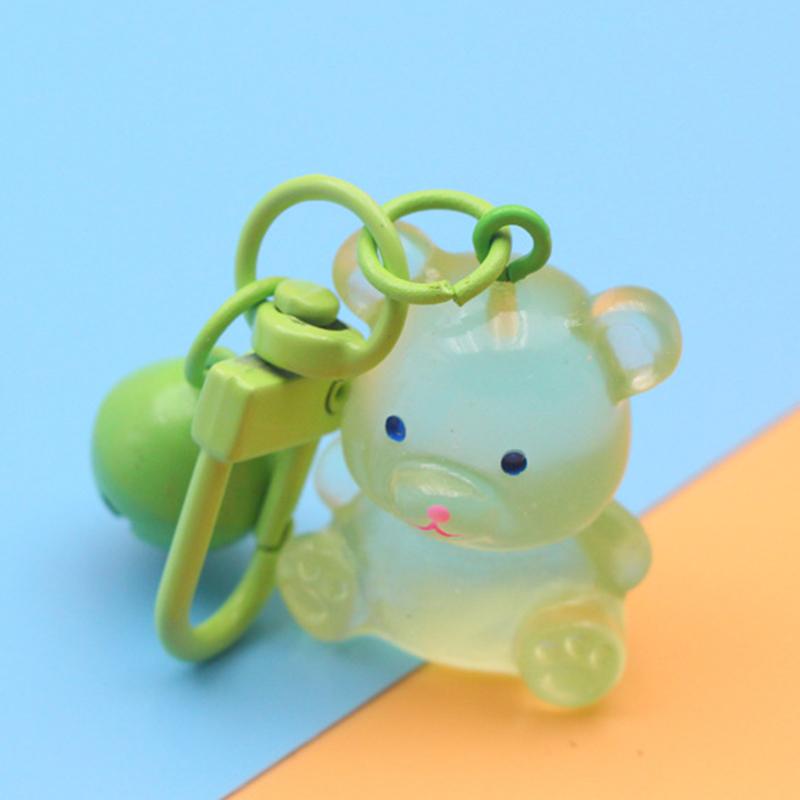 Leuchtender Bär Schlüsselanhänger Cartoon Farbe Tier Puppe Anhänger Glocke Schlüsselanhänger Rucksack Charms Auto Dekoration Tasche Zubehör