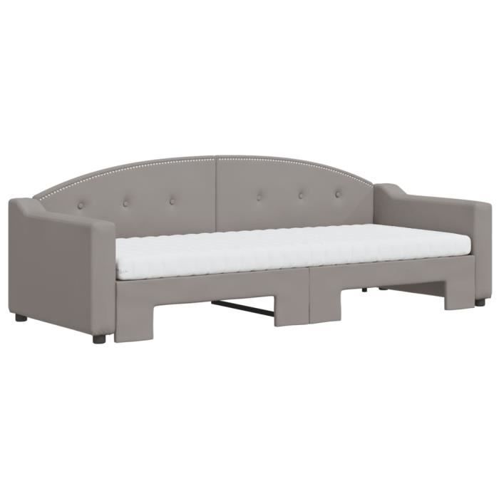 VidaXL Daybed with Trundle and Mattress Taupe 80x200 Cm Fabric 3197546