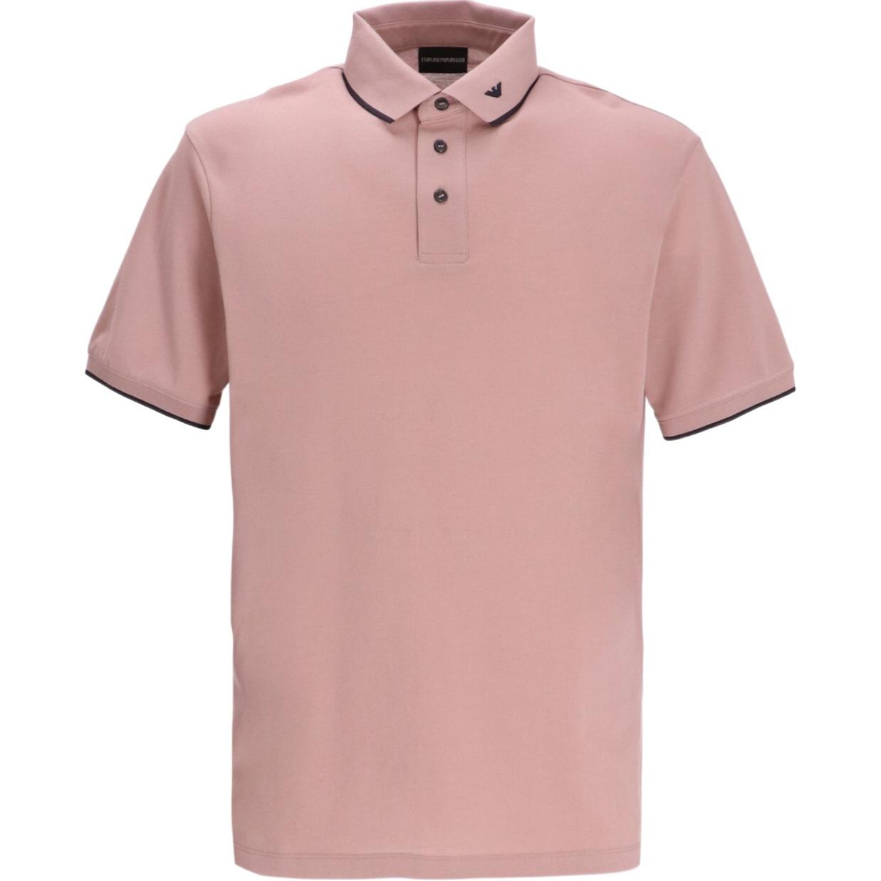 Emporio Armani Solid Color Button Polo Collar Short Sleeve Polo Shirt Men tops Pink 6D1F65-1JTKZ-0354 S