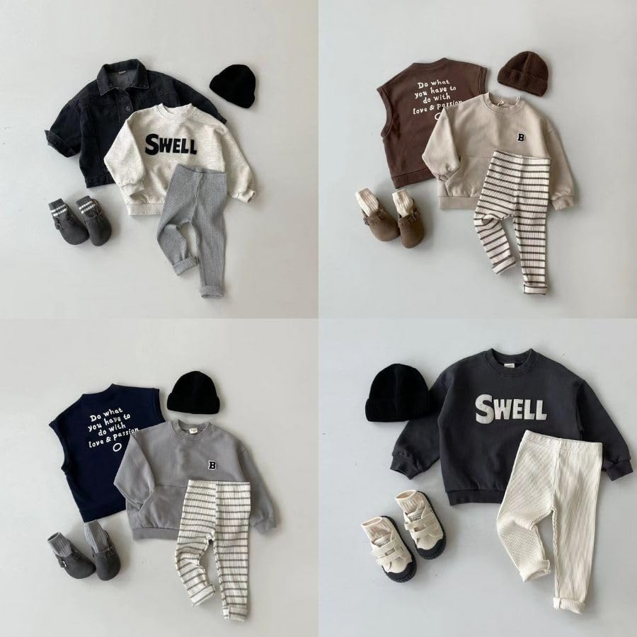 Black 73cm Ribbed Material Leggings Spats Long Pants Deep Rise Plain Border Pattern Korean Clothing Baby Kids Boys Girls Baby Cotton Underwear Nursery