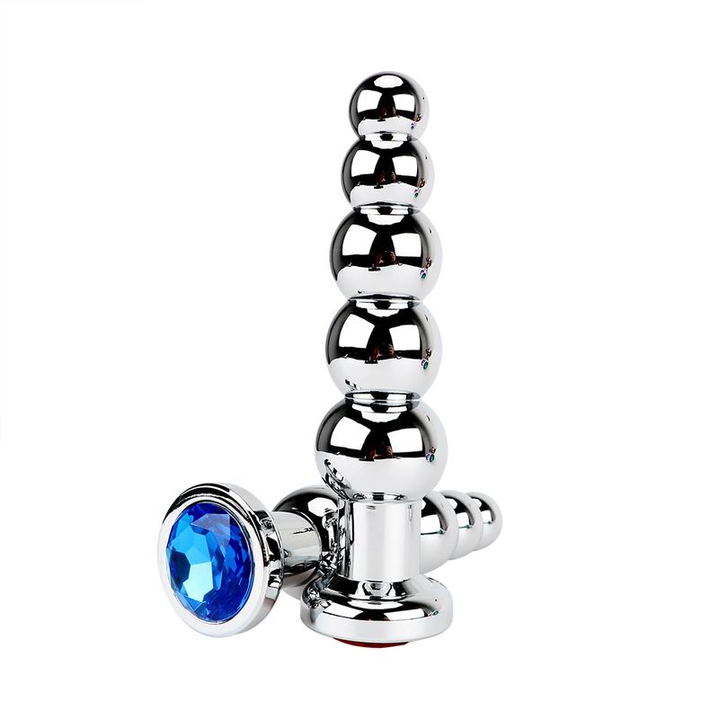Tapón anal de acero inoxidable para masaje de próstata, con 5 bolas, juguetes sexuales para hombres, mujeres y homosexuales, tapones anales de metal