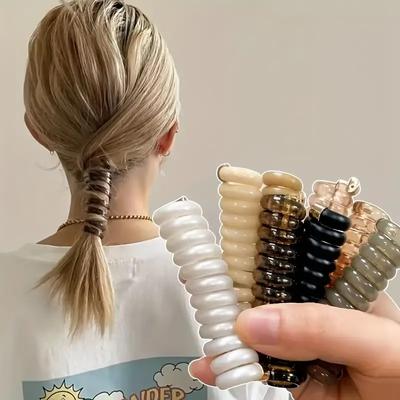 Spiraalvormige haarelastiek Lange spoelen Haarelastiek Effen kleur Haartouwen Waterdichte vlechten Haarringen Rekbare paardenstaarthouder Haaraccessoires voor dames Meisjes