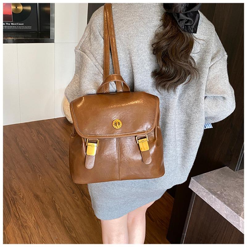 Tasche Damen neuer Retro Pendlerrucksack Textur modisch tragbar einfarbig Schulterrucksack Damen