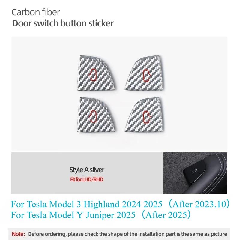 Door Switch Button Sticker for Tesla Model 3 Y 2019-2025 Carbon Fiber Car Interior Door Switch Button Trim Stickers Accessories