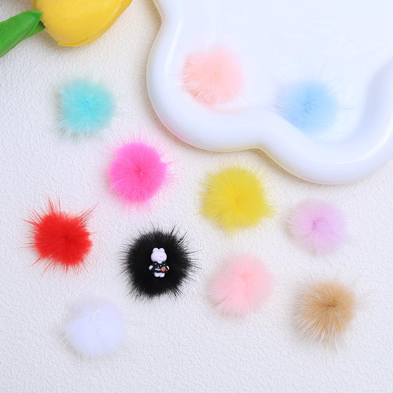 Colorful Mink Hair Ball Handmade DIY Jewelry Versatile Hairpin Accessories