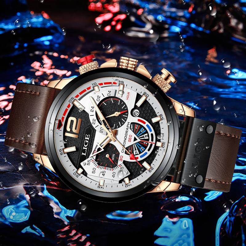 Outdoor Sport Watches for Men Fashion Business Leather Quartz Man Wristwatch Top Brand Luxury Waterproof Luminous Watch Men