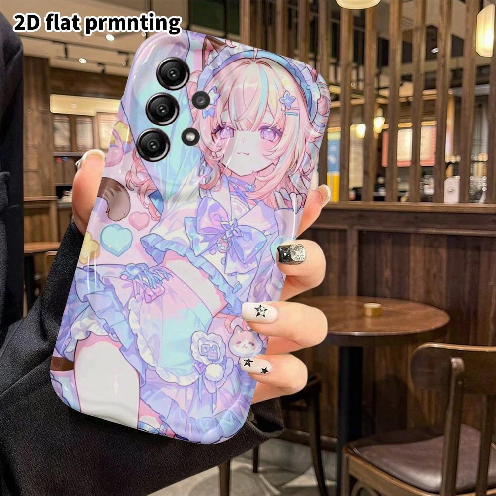 Phone case: 2D flat, fits Samsung Galaxy A34 A35 M05 M06 S20 S22 S21 FE Plus 5G, cat ear girl, perfect Christmas and Halloween holiday gift