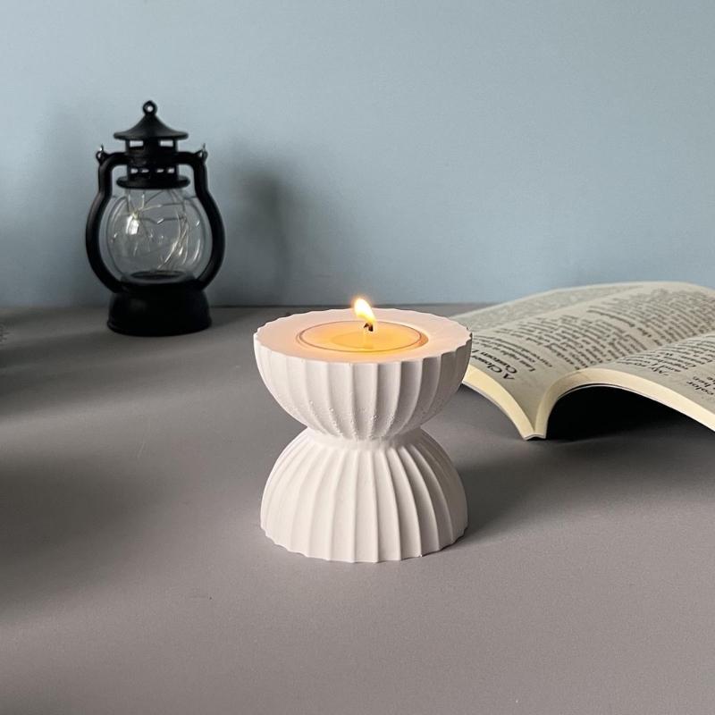 Funnel Silicone Candle Stand Mould For Epoxy Resin Tealight Holder Decoration Striped Funnel Candlestick Silicone Molds
