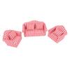 3Pcs   Sofa Set Pine Cloth Double Sofa 2 Single Sofa Light Color Strip  ature Sofa for 1:12 Doll House