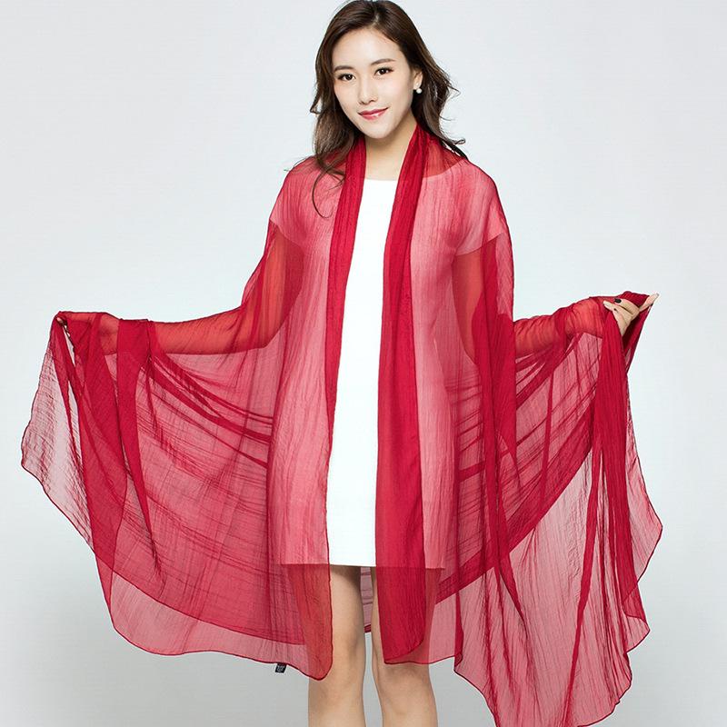 Foulard in Chiffon di Seta Monocolore Extra Lungo 3m x 2.3m: Protezione Solare e Sciarpa Asciugamano da Spiaggia da Viaggio