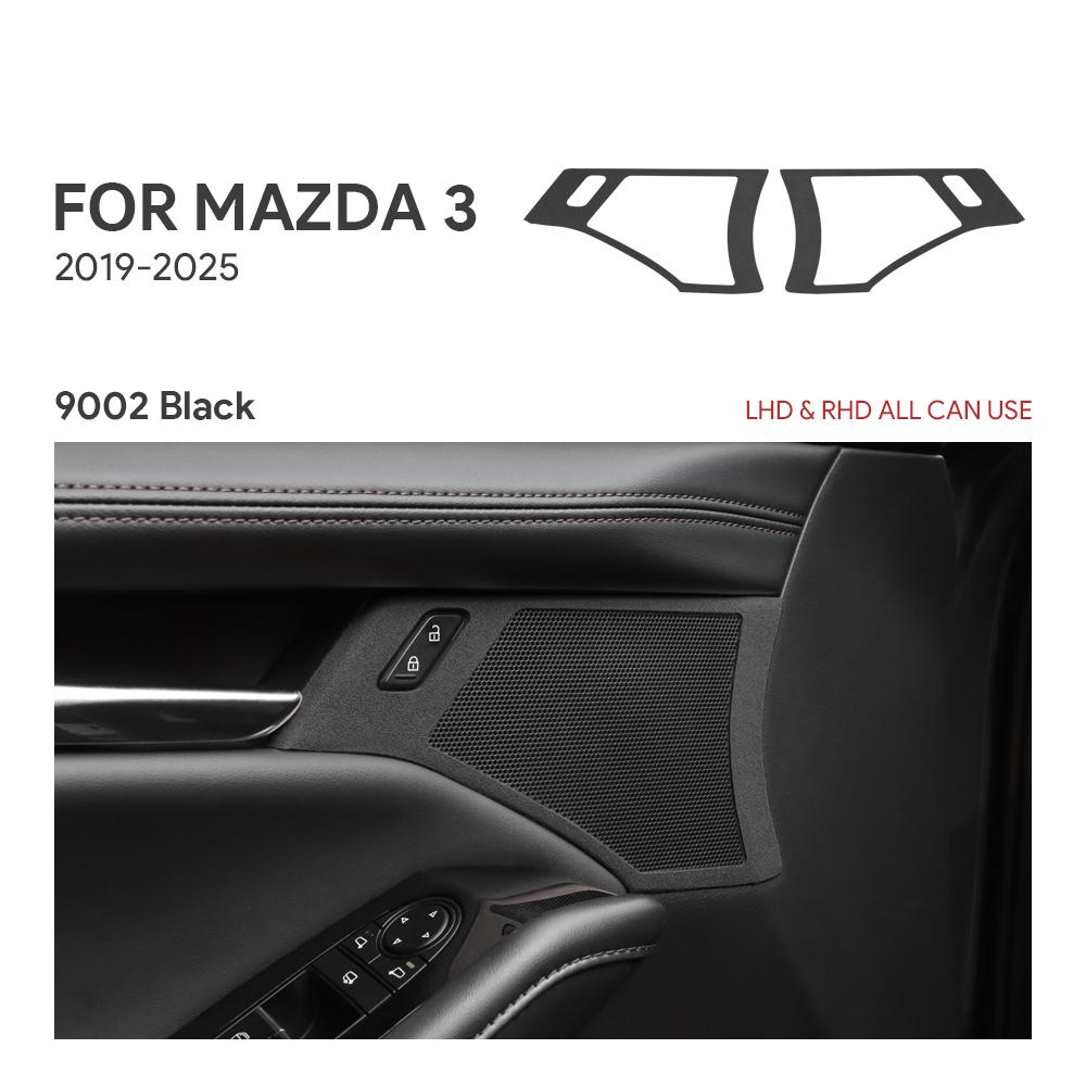 2PCS Top Suede Trim LHD RHD Sticker For Mazda 3 Axela      2024 2025 Car Door Horn Button Frame Accessories