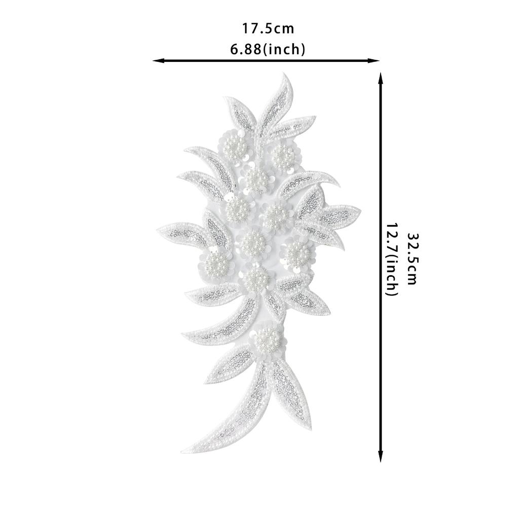 Heavy Industry Mesh Handmade Beaded Sequins Three-Dimensional Flower Embroidery Applique Wedding Dress Hair Accessories Decorative Cloth Stickers