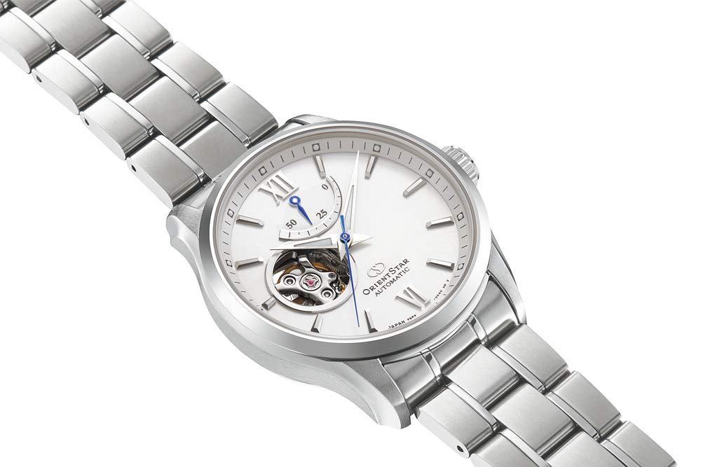 Orient Star Contemporary Open Heart Silbernes Zifferblatt Saphirglas Automatik-Uhr RE-AT0003S