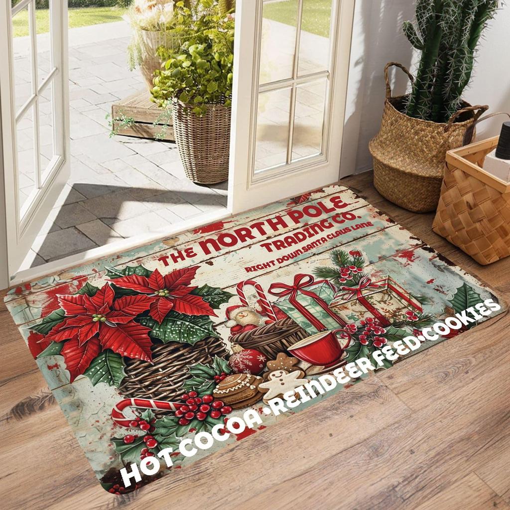 Christmas Outdoor Mat Merry Christmas and Happy New Year Indoor Floor Rug Welcome Front Doormats for Entrance Home Decor