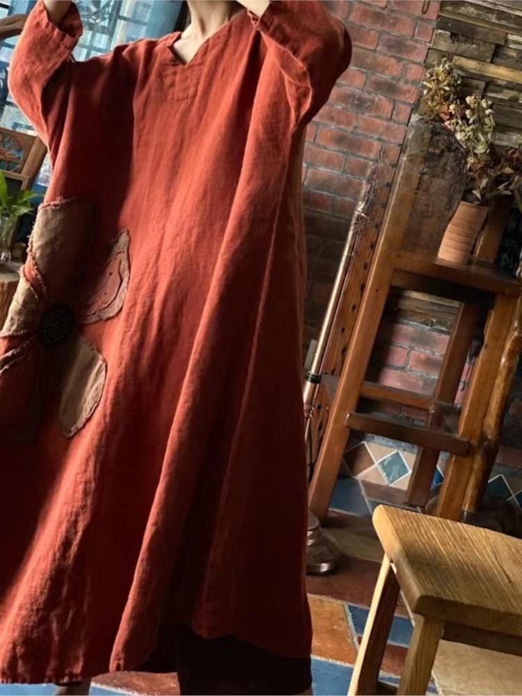 Dámské Vintage volné šaty Šaty s výstřihem do V