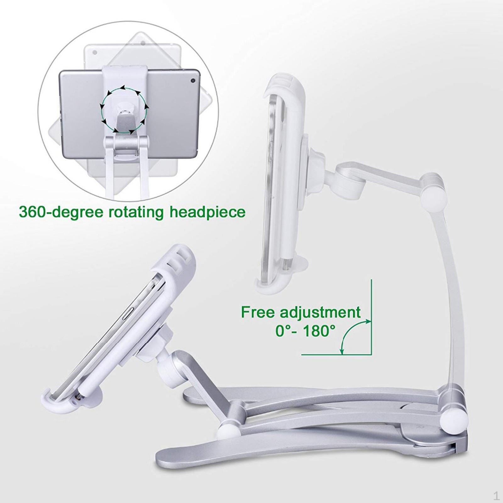 

Cabinet Holder,Adjustable Tablet Rotating Arm Desktop Pad Kitchen Stand for Mobile Phone Silver S