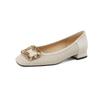 Fashion New Women  Sweet Square Toe Mary Jane Shoes Female Apricot Lace Pearl Square Buckle Pumps Lady Sexy Wedding Shoes