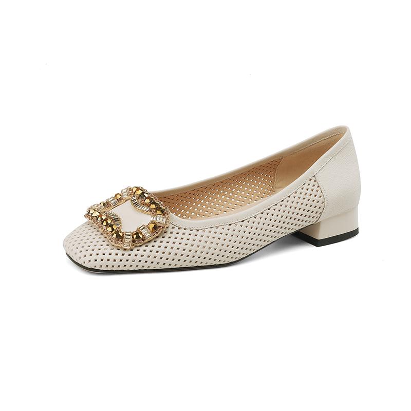 Fashion New Women  Sweet Square Toe Mary Jane Shoes Female Apricot Lace Pearl Square Buckle Pumps Lady Sexy Wedding Shoes
