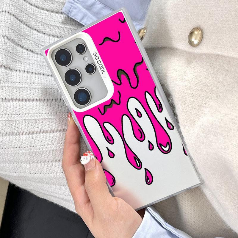 For Samsung Galaxy S25 S22 Ultra Plus S21 FE S24 S23 Ultra Plus FE Laser Phone Case Funny Melted Ice Cream Pattern Cover Fundas