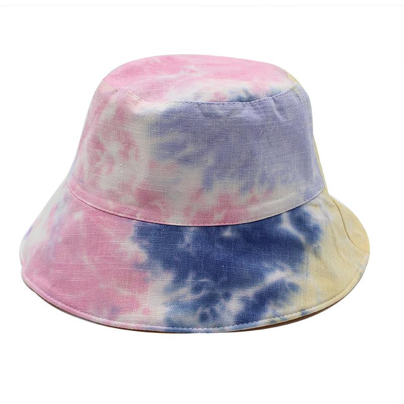 Hat Women'S Tie-Dye Bucket Hat Summer Foldable Double-Sided Basin Hat Couple Sunscreen Visor