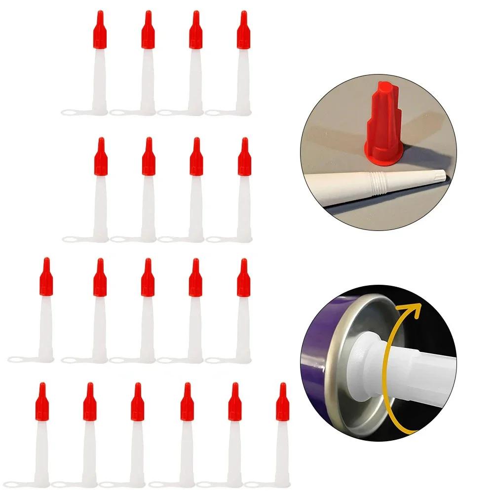 Complete Set of 20 Silicone Caulk Nozzles with Airtight Red Screw Tops Perfectly Designed for Long Term Use Without Hardening