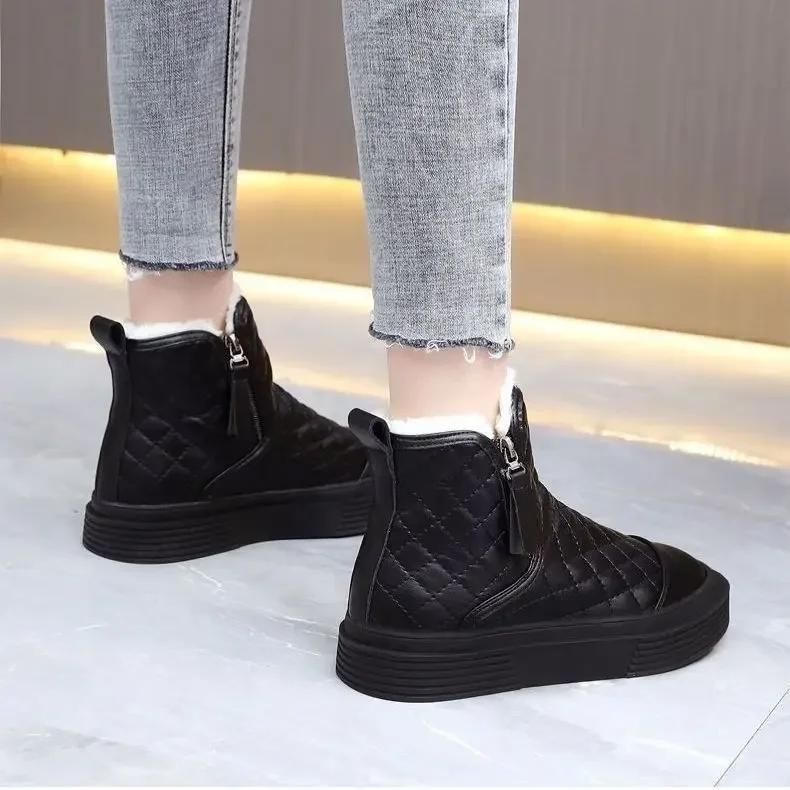 Fashion Platform Elegant With Low Heels Ladies Snow Boots Chunky Female Shoes Plus Warm Demi-season Spring Autumn Winter 2024 Footwear