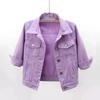 Wiosna i Lato Wersja Koreańska Slim Fit Kolorowa Kurtka Jeansowa z Rękawem 3/4 dla Kobiet, Krótka Kurtka z Rękawem 3/4, Top Kamizelka Mały Szal