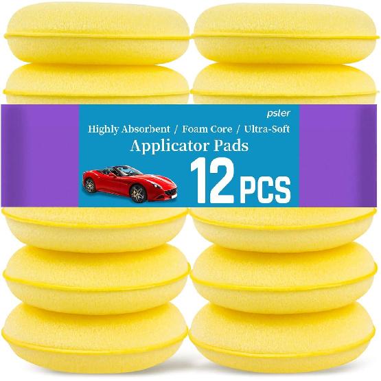 PSLER Almohadillas Aplicadoras De Espuma – Almohadilla Aplicadora De Cera De Coche De Espuma Para Detallar, Esponjas De Pulido Redondas De 4