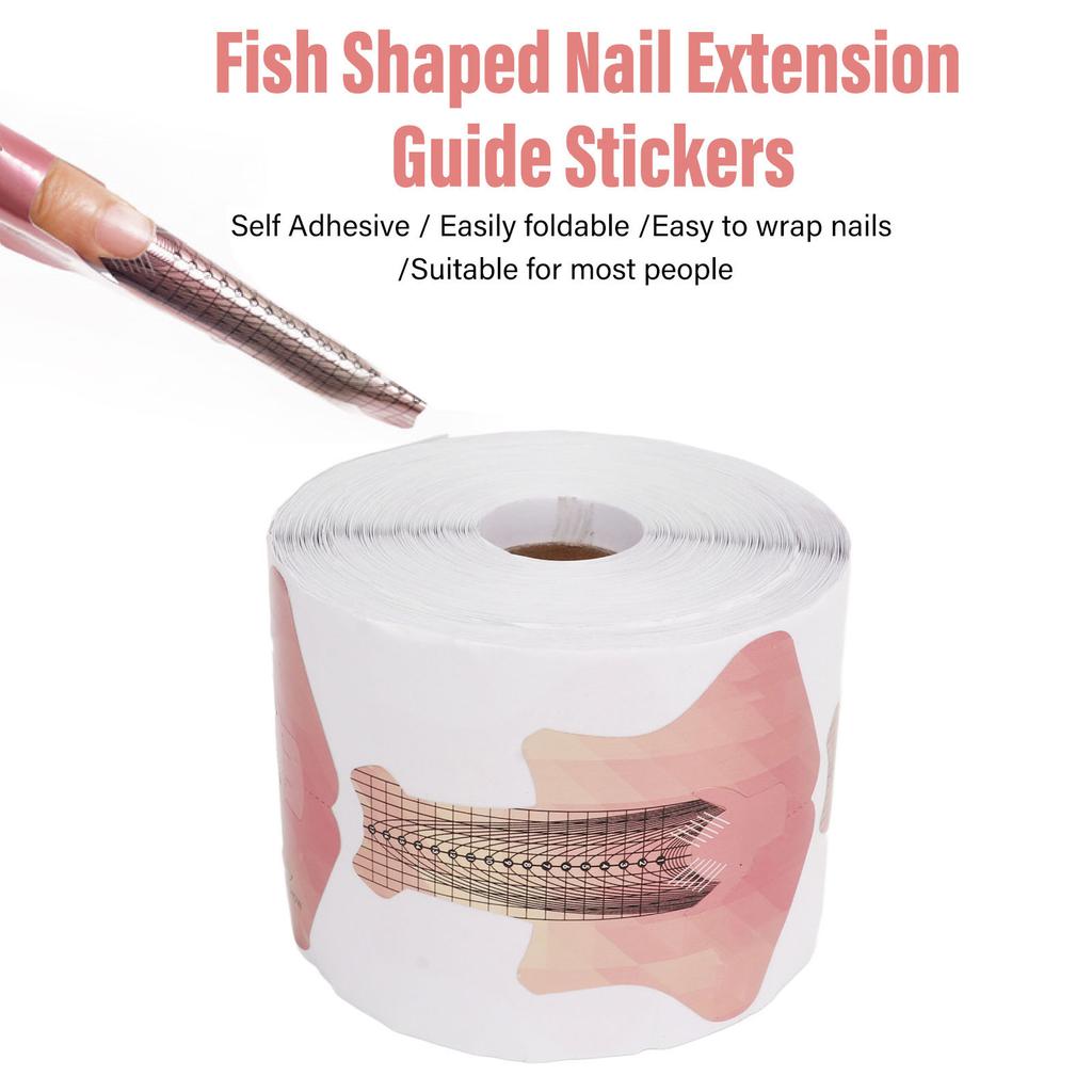 300 Stück Fischförmige Nagelverlängerungs-Guide-Aufkleber Selbstklebend French Nagelform Shaper für Acryl UV-Gel