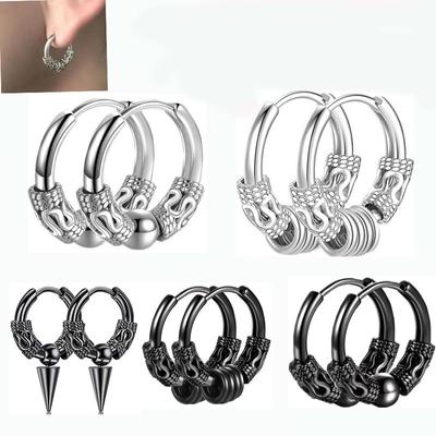 Neue Edelstahl-Drachenohrringe Kugelgürtelring Quaste Spitze Personalisierter Ohrclip Schmuck