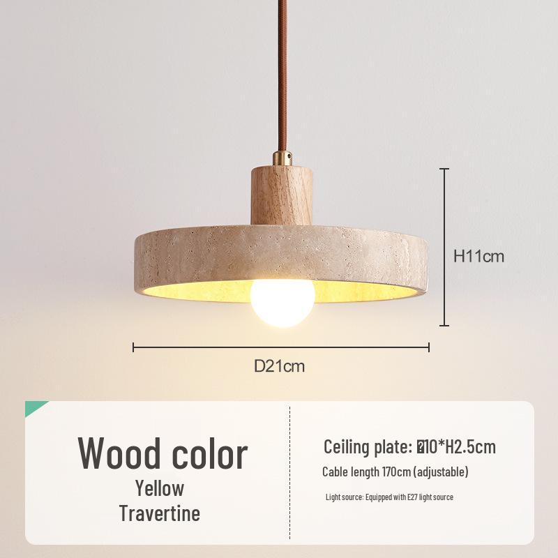 Yellow Travertine Pendant Light - Retro Cream Wabi-sabi Style for B&B, Restaurant, Bedroom, or Bedside.