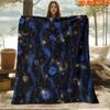 1pc 2D Flat Printing Spring & Summer New Arrival Dark Night Blues Floral Star Moon Constellation Themed Digital Print Blanket, Throw Blanket, Soft and