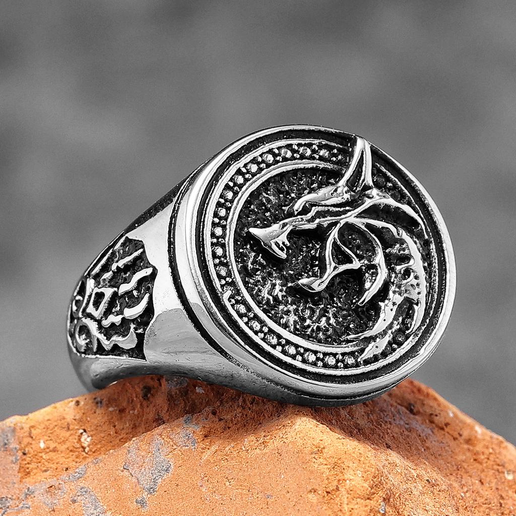 Wikinger Magier Wolfspfote Edelstahl Herrenringe Punk HipHop Einzigartig Trendig für männlichen Biker Schmuck Kreativität Geschenk Großhandel
