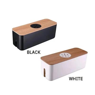 1Pc Cable Storage Box Desktop Charging Cable Data Cable Storage Device Plug Socket Cable Management Device Black White
